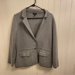 Talbots Women’s Pure Merino Wool Gray Sweater Blazer Size XP